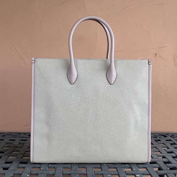 Michael Kors Mirella Large NS Canvas Tote Shoulder Satchel Bag Neutral Pink - Picture 2 of 10